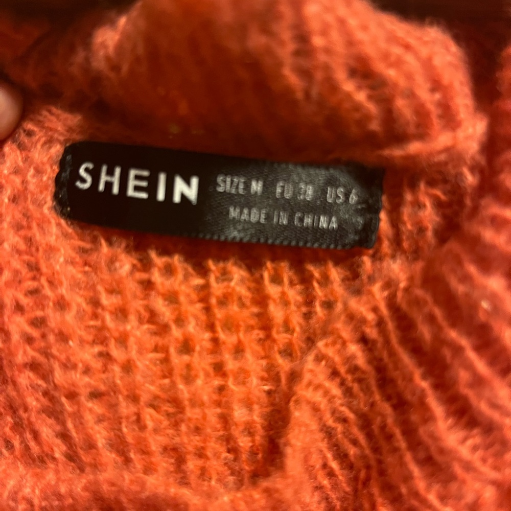 SHEIN orange cropped knit sweater